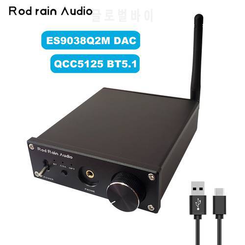 Rod Rain Audio ES9038Q2M DAC QCC5125 Bluetooth 5.1 APTX-HD LDAC APTX-Adaptive Sound Decoder Audio DAC