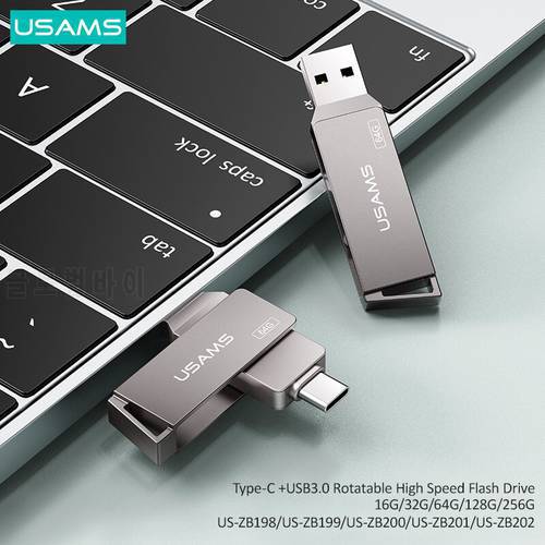 USAMS OTG 2 IN 1 Type C USB 3.0 High Speed Flash Drives 16G 32GB 64GB 128GB 256G Pendrive USB Key For Phone Tablet Laptop