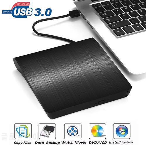 USB3.0 Slim Mobile External DVD RW CD Writer Drive Burner Reader Player for Macbook Laptop/Desktops PC Win 7/8/10 Laptop Desktop