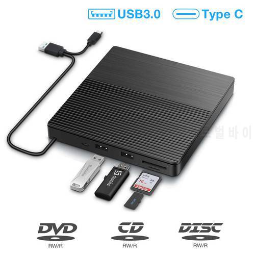 USB 3.0 Slim External DVD/CD RW Driver Writer Burner Optical Reader Player Drives For Laptop PC Portatil for Windows 10
