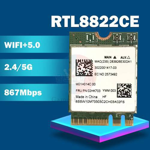 For E460 E465 E470 E475 E560 E570 Wifi Wireless Card AC RTL8822CE Bluetooth5.0-compatible Network Card FRU 02HK703