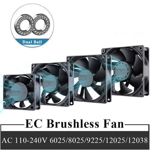 1PCS Gdstime EC Brushless Cooling Fan AC 110V 120V 220V 240V Ball Bearing Axial Fan 60mm 80mm 90mm 120mm