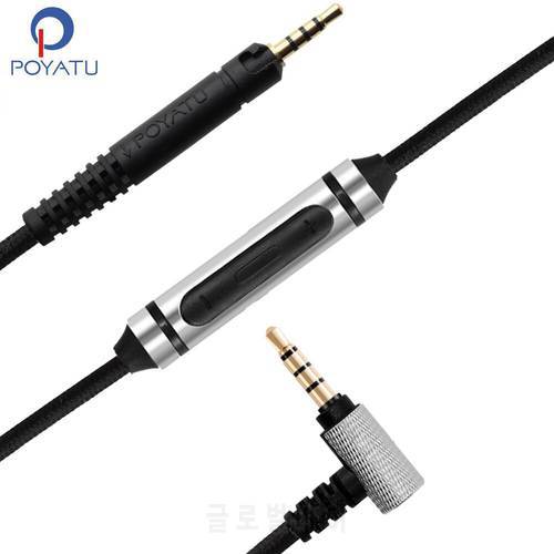 POYATU Cable For Audio Technica ATH-M50x ATH-M40x ATH-M70x Cable With Remote Mic Volume Control Cords For IPhone Samsung Android