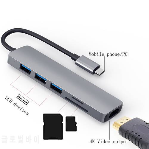 Type-C adapter HDMI-compatible HD Hub USB3.0 Multi-Function Card Reader To Adapt To Laptop USB 3.0 Type-C HUB Adapter IN STOCK