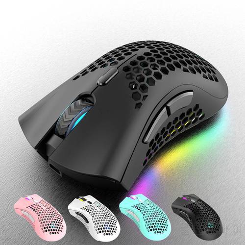 BM600 2.4GHz Wirelees Gaming Mouse 1600DPI Adjustable Honeycomb Gamer Mice 7 Buttons RGB Backlight Computer Mouse