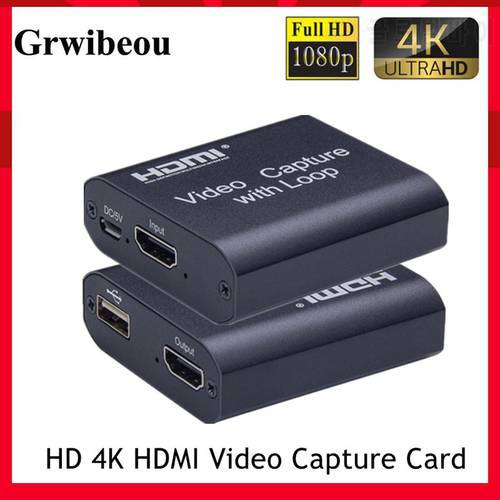 Grwibeou 1080P 4K HDMI Video Capture Card HDMI To USB 2.0 Video Capture Board Game Record Live Streaming Broadcast TV Local Loop