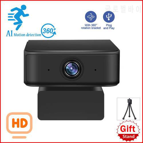 Webcam 1080p Sport Ai Motion Detection Track 360 Face Recognition Spin Camara Youtube Web Camera for Laptops PC with Microphone