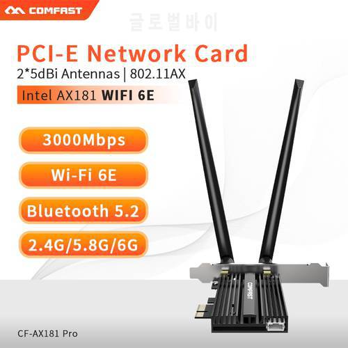 3000Mbps WiFi 6 PCIE Wireless WiFi Adapter Bluetooth 5.2 Intel AX210 Dual Band 2.4G/5Ghz PCI Express 802.11AX Wi-Fi Network Card