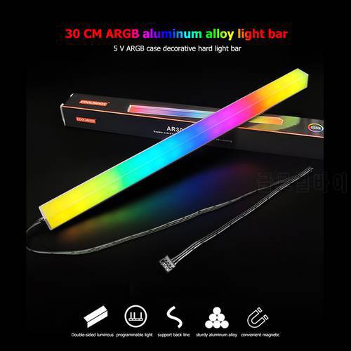 COOLMOON 30cm Aluminum Alloy RGB PC Case LED Strip Magnetic Computer Light Bar 5V/3PIN Small 4Pin ARGB Motherboard Light-Strip