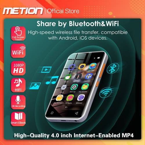 WIFI Bluetooth MP4 MP3 player 4.0 inch full touch screen student sports HIFI music Walkman built-in 8GB memory can be networked