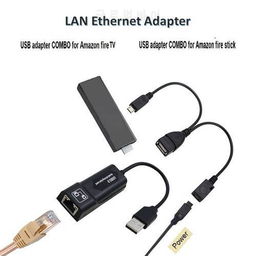 LAN Ethernet Adapter for AMAZON FIRE TV 3 or STICK GEN 2 or 2 STOP THE Buffering Mirco OTG USB 2.0 Adapter Combo Cable Ship