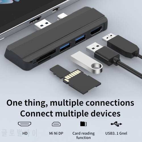 5 in 1 USB Hub For Microsoft Surface Pro 6 Pro 5 Pro 4 Dock USB Docking Station 4K HDMI-Compatible Memory Card Slot Reader