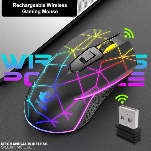 X9 Wireless RGB Luminous Mouse Rechargeable Silent Mechanical Mice 2400 DPI Adjustable Gaming Mouse Mice for PC Laptop Games