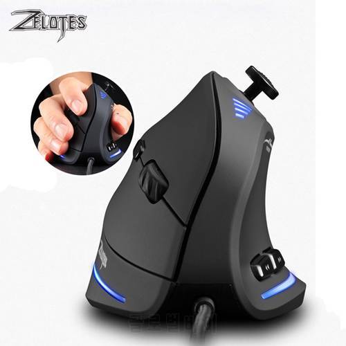 ZELOTES Vertical Gaming Mouse Programmable 11 Buttons USB Wired RGB Optical Remote Ergonomic Mouse Gamer Mice For PUBG LOL