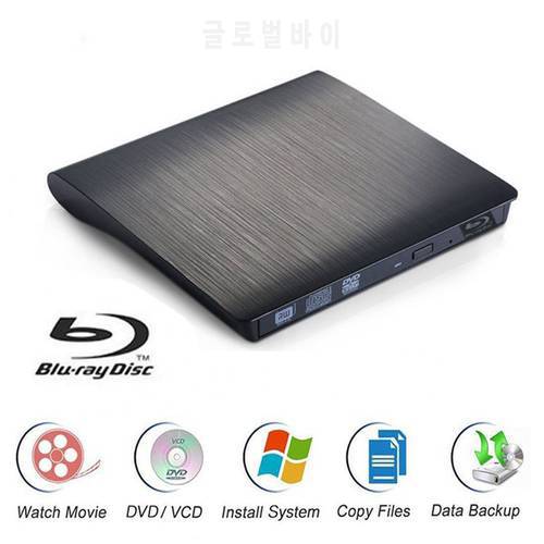 External Optical Drive USB 3.0 BD-ROM Blu-ray Burner 4K 3D Blu-ray Player CD/VCD/DVD Writer Recorder for Desktop/Notebook