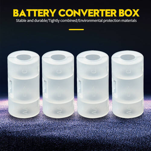 2/4PCS LR06 AA to C LR14 Size Transparent Battery Storage Box AA to C Battery Adapter Holder Case Converter Switcher 5*2.6cm