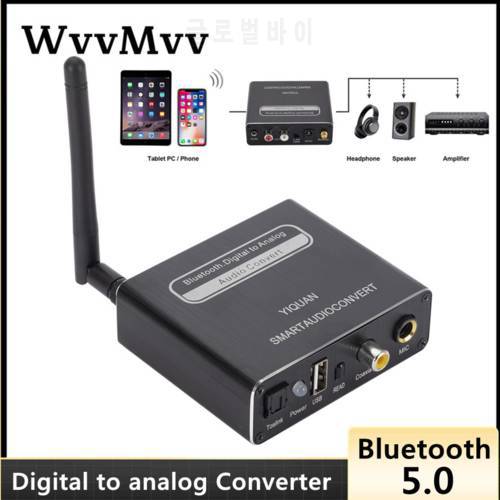 WVVMVV DAC Digital to Analog Audio Converter Adapter Bluetooth 5.0 Compatible Playback Microphone Remote Control Audio Decoder