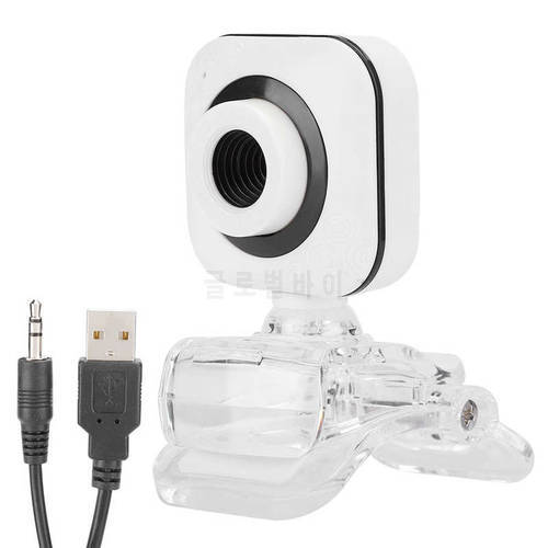 White Webcam 480P Computer Camera Webcam PC Accessory with Transparent Clip With Built-in Microphone For PC Computer