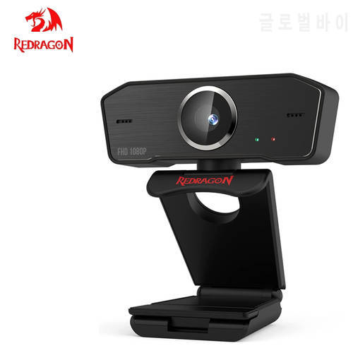 Redragon GW800 1080P PC Webcam with Built-in Dual Microphone, 360° Rotation - 2.0 USB Computer Web Camera