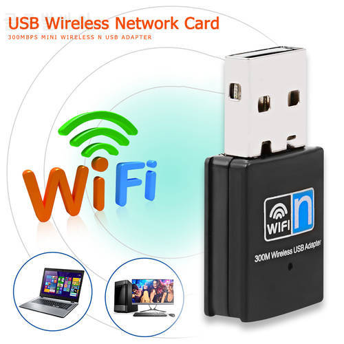 USB WiFi Adapter 300Mbps 2.4GHz USB 2.0 WiFi Dongle 802.11 n/g/b Wireless Network Card for Laptop Desktop PC Computer