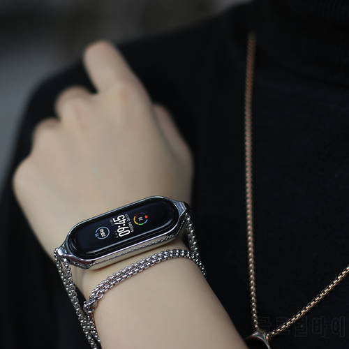 Necklace for Mi Band 5 6 7 Strap Pendant for Xiaomi Mi Band 5 Metal Bracelet Wristband for Miband 6 4 Band Neck Decoration