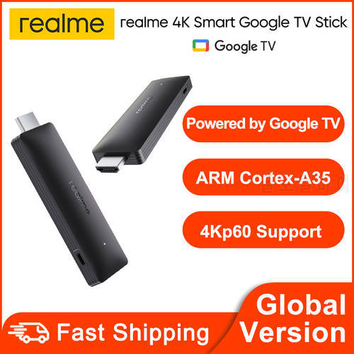 Global Version realme 4K Smart TV Stick 1080P 1/2GB RAM 8GB ROM ARM Cortex A35 Quad Core Bluetooth 5.0 Google TV Stick Android