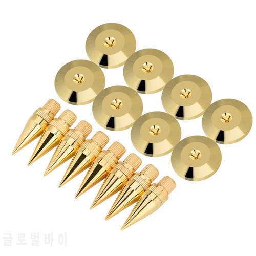 8 Pairs 6 x 36MM Copper Speaker Spike Isolation Stand + Base Pad Feet Mat for Speaker Amplifier CD DVD Player Turntable Recorder