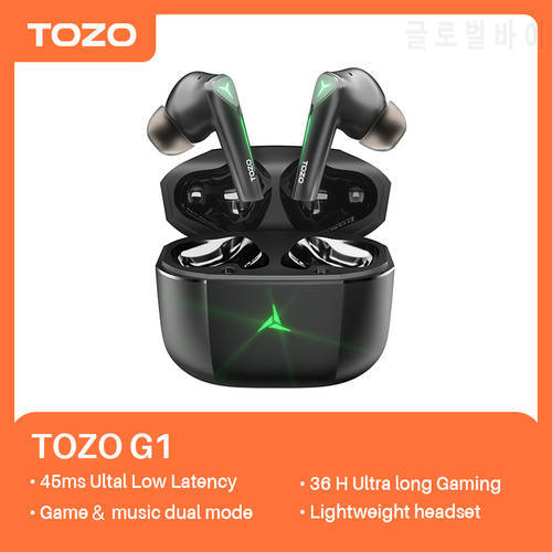 TOZO G1 Bluetooth Earphones , Wireless Headphones With 45ms Game Ultra Low-Latency Specially , Designed For Player Earbuds