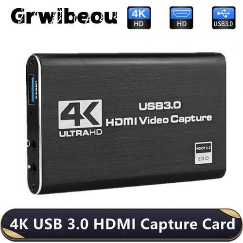 4K USB 3.0 HDMI-Compatible Video Capture Card 1080P for Game Recording Plate Live Streaming Box USB 3.0 Grabber for PS4 Camera