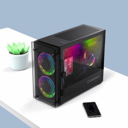 Gamemax Mini ITX Stratos Black Gaming Case With Remote Controller V3.0+Infinity Rainbow Fan Maximum Airflow