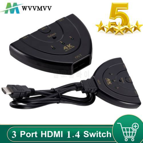 4K*2K Mini 3 Port HDMI-compatible 1.4 Switch 4K Switcher HD Splitter 1080P 3 in 1 out Video Adapter for DVD HDTV Xbox PS3 PS4