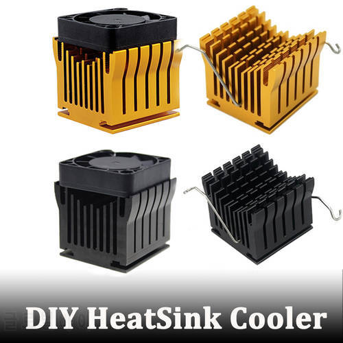 1Pcs DIY Aluminium Northbridge Heatsink Cooler Golden Black Radiator w/4cm Fan For PC Computer Case Heat sinks cooling