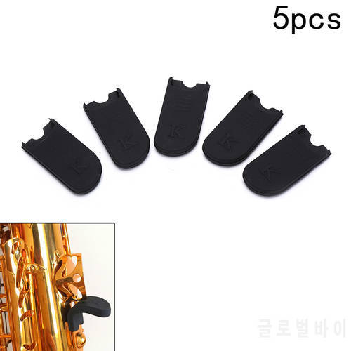 5Pcs Rubber Saxophone Thumb Rest Saver Cushion Pad Finger Protector Comfortable For Alto Tenor Soprano Sax Black