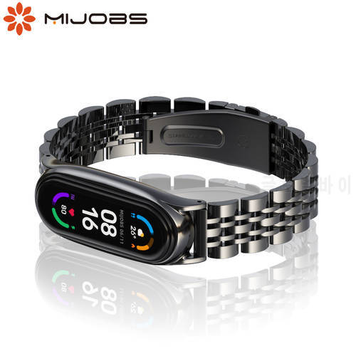Strap for Mi Band 6 5 4 3 Metal Wristbands Mi Band 5 Strap Pulseira Mi Band 4 Bracelet for Xiaomi Miband 3 Stainless Steel