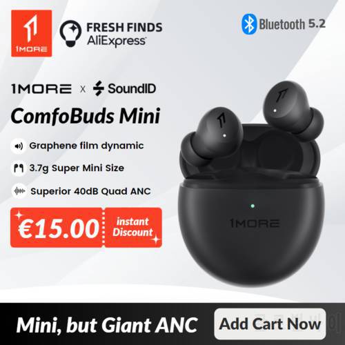 [World Premiere] 1MORE ComfoBuds Mini Bluetooth Earphones 40dB Active Noise Canceling Wireless Headphones 4 Mic DNN Tws