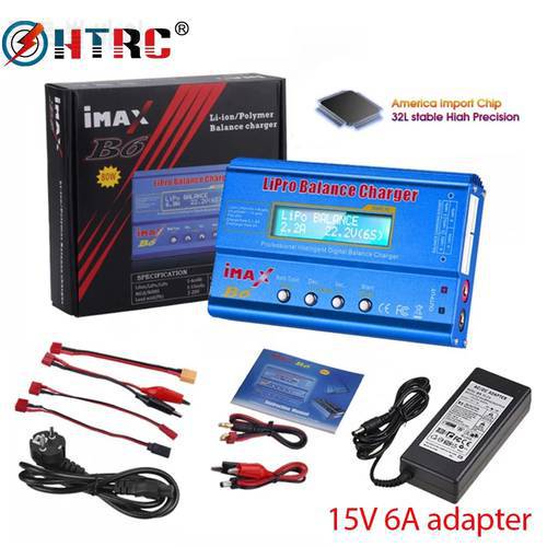 HTRC Imax B6 80W Lipo Charger For Lipo NiMh Li-ion Ni-Cd PB Battery Digital LCD RC Balance Charger Discharger + 15V 6A Adapter