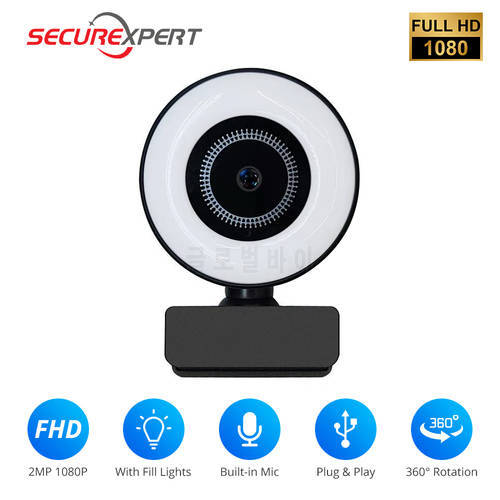 1080P Webcam with Fill Light 2K Web Camera with Microphone For PC Laptop Auto Focus USB Cameras for Youtube