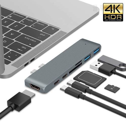 USB 3.1 Type-C Hub To HDMI-compatible Adapter 4K Thunderbolt 3 USB C Hub with Hub 3.0 TF SD Reader Slot PD for MacBook Pro/Air