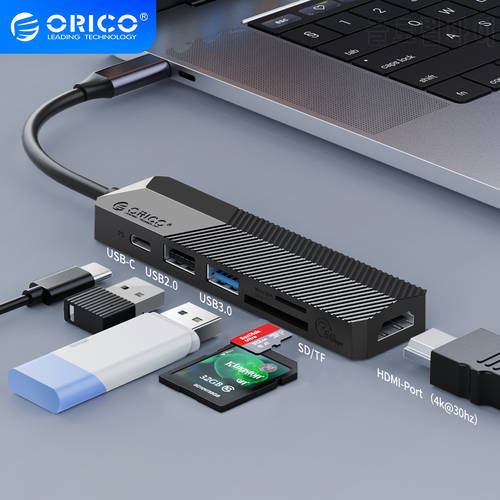 ORICO USB C HUB Type C to HDMI-compatible PD USB 3.0 2.0 SD TF Adapter 6 in 1 Type C Dock Splitter for MacBook Pro Accessories