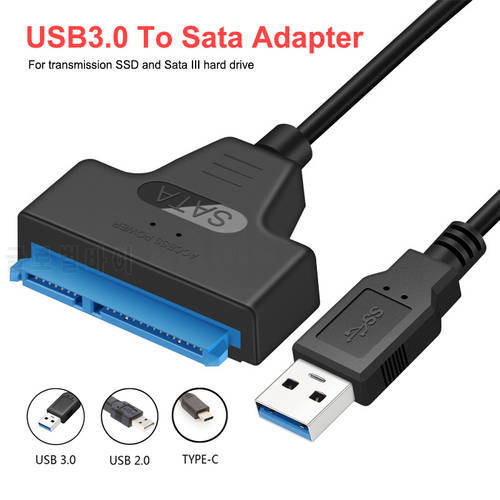 SATA To USB 3.0 Cable Adapter Sata 3 To Usb 3.0 2.0 Type C Connector Computer Cable Adapter Support 2.5 Inche SSD Hdd Hard Drive