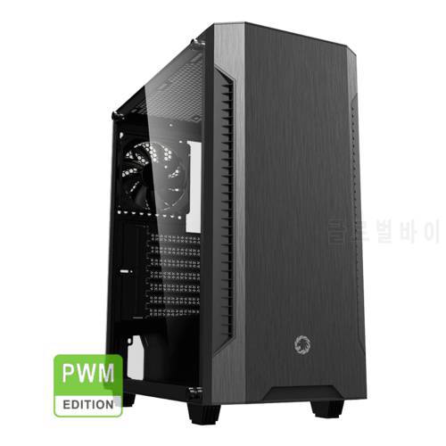 GAMEMAX Fortress TG Mid-ATX Tower PC Gaming Coputer Case Wiith 3Fans and V1.4PWM Fan Controller For Desktop Computador M/B Type