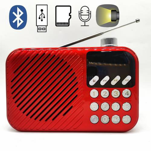 Bluetooth-Compatible Speaker FM Radio With Flash Light MP3 Music Player Digital Recorder Speaker Support TF Card USB Disk