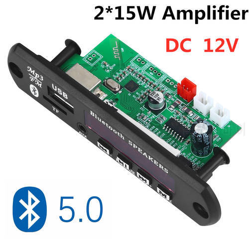 2*15W MP3 Player Decoder Board 12V Bluetooth 5.0 30W amplifier Car FM Radio Module Support TF USB AUX Bluetooth Module