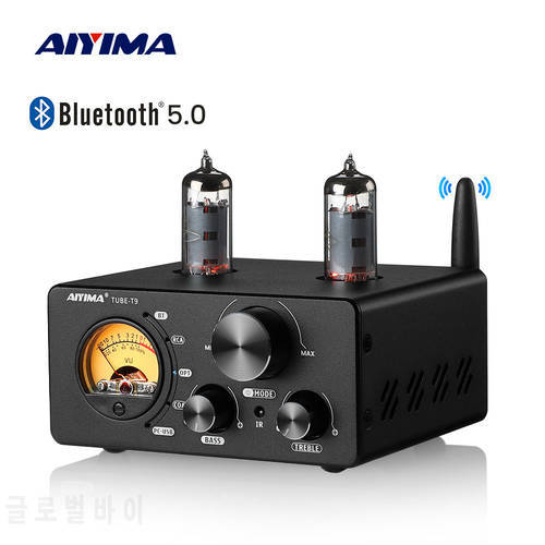 AIYIMA Audio T9 100W HiFi Bluetooth 5.0 Vacuum Tube Amplifier USB DAC Stereo Receiver COAX OPT Home Audio Power AMP VU Meter