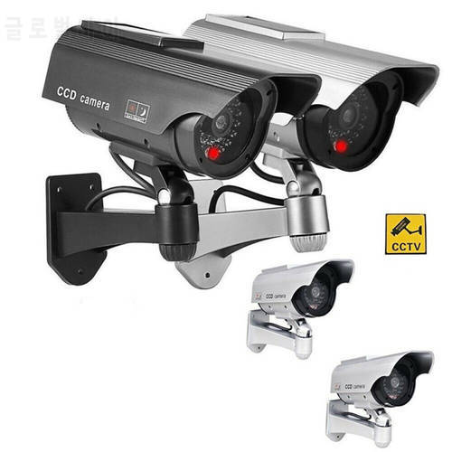 Solar Powered Simulated Dummy Camera Security CCTV Outdoor Waterproof Emulational IR LED Flash Red Led Dummy Camera