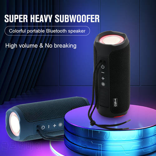 TG227 LED Light Wireless Speaker Subwoofer Waterproof Outdoor Column Boombox Stereo Loudspeaker Music FM TF