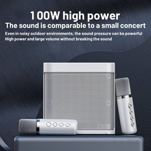 100W YS-203 portable professional karaoke dual microphone Bluetooth-compatible speaker smart external karaoke device