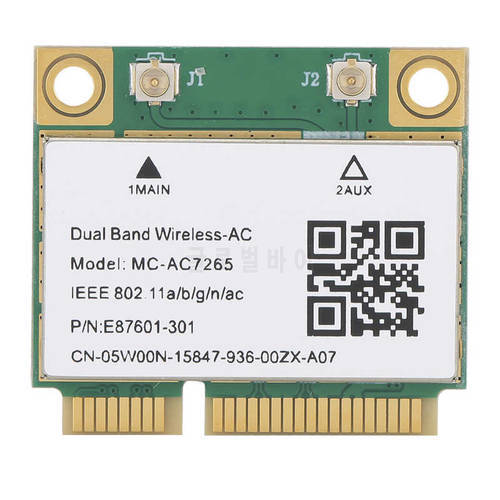 Network Card Mini PCI‑E Gigabit Dual‑Band for Bluetooth 4.2 Wireless Wifi MC‑AC7265