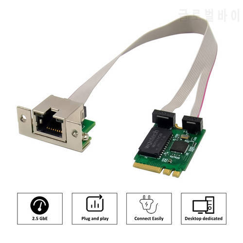 Gigabit Ethernet Card M.2 Key A+E RTL8125B Main Control 2.5G/100M/1000M M.2 Network Card Computer Accessories