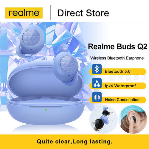 Realme Buds Q2 Q TWS Earphones Wireless Bluetooth 5.0 Earbuds Noise Cancellation Earbuds Ipx4 Water Resistant Headphones